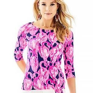 Lilly Pulitzer Pink and Blue Flamingo Top